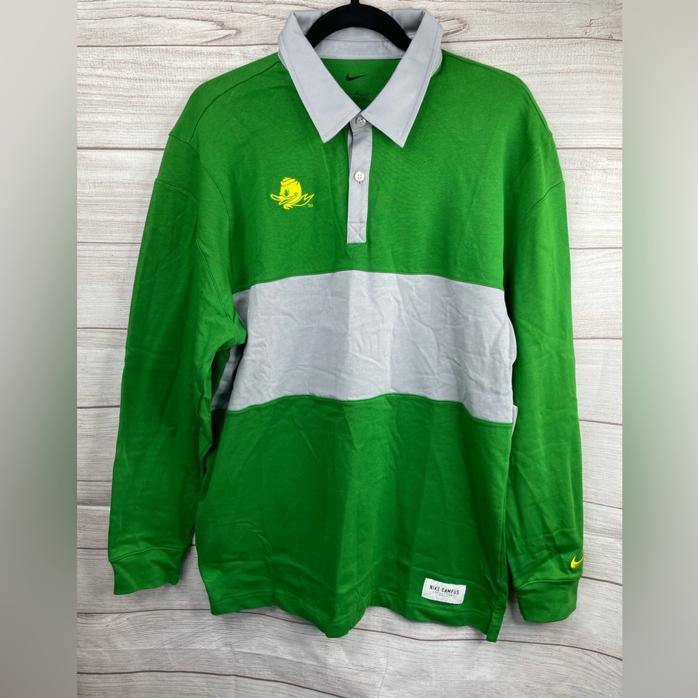 NEW Nike Oregon Ducks Men's Rugby Polo Green Gray Size Medium DJ4541-377